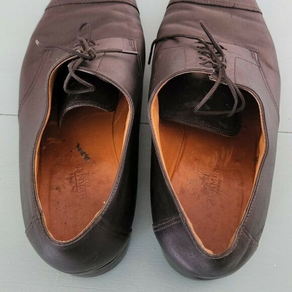 Hermes Men\'s Leather Cap Toe Dress Shoes Black Size EU 44 US 11 Made in Italy main image 6